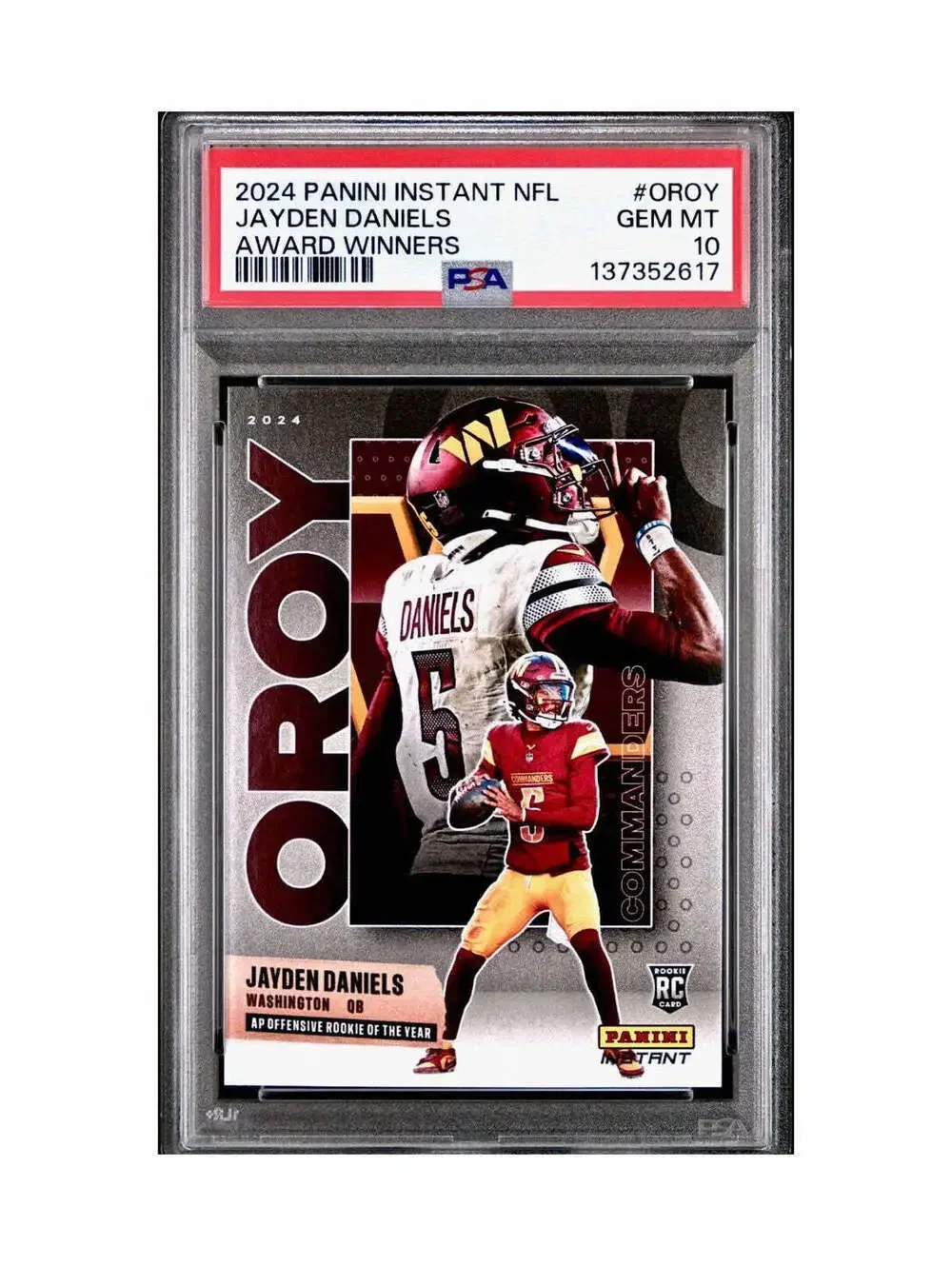 Jayden Daniels 2024 Panini NFL AP Offensive Rookie of the Year Commanders PSA 10